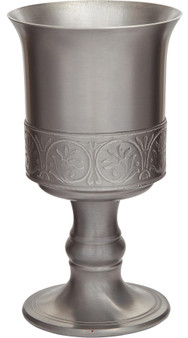 Pewter Medieval Stem Goblet with Motif Band and Feature Touchmark