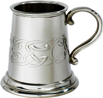 Quarter Pint Childs Pewter Tankard With Embossed Celtic Band Design Quarter Pint Childs Pewter Tankard With Embossed Celtic Band Design