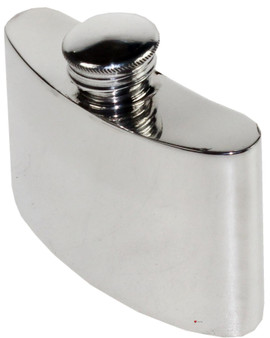 Kidney Shape Flask 2oz Pewter in Plain Polished Finish