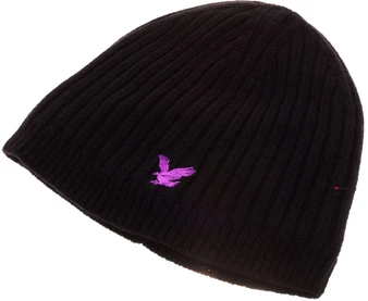 Lyle & Scott Cashmere Blend Beanie In Ribbed Style Black
