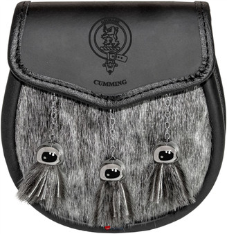 Clan Semi Dress Sporran Plain Leather Flap Scottish Clan Name Crest Abbott-Dyce