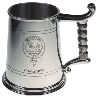 Crest Tankard with Rope Handle in Polished Pewter 1 Pint Capacity Conacher-Gibb