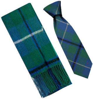 Mens Scarf & Tie Gift Set Wool Tie Douglas Ancient Tartan Plaid Design 100% Lambswool Scarf