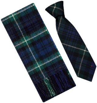 Mens Scarf & Tie Gift Set Wool Tie Lamont Modern Tartan Plaid Design 100% Lambswool Scarf