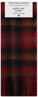Mens Scarf & Tie Gift Set Wool Tie Maple Leaf Modern Tartan Plaid Design 100% Lambswool Scarf