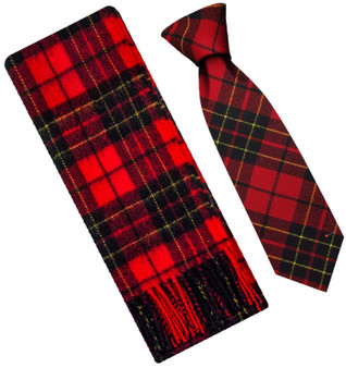 Mens Scarf & Tie Gift Set Wool Tie Brodie Modern Tartan Plaid Design 100% Lambswool Scarf