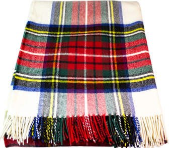 Stewart Dress Modern Scottish Tartan 100% Lambswool Throw Blanket Warm and Soft Plaid Travel Wool Rug