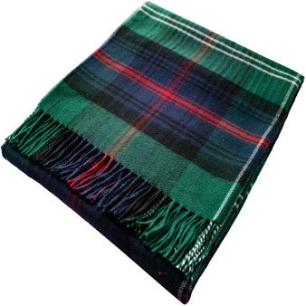 Sutherland Old Modern Scottish Tartan 100% Lambswool Throw Blanket Warm and Soft Plaid Travel Wool Rug