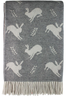 Large Soft Luxury Lambswool Merino Hare Throw Grey