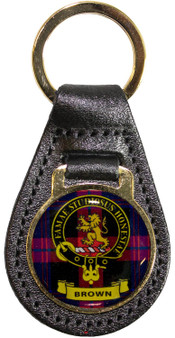 Leather Key Fob Scottish Clan Crest Brown Made in Scotland