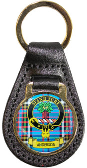 Leather Key Fob Scottish Clan Crest Anderson Made in Scotland