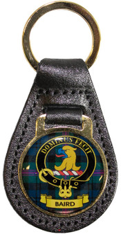 Leather Key Fob Scottish Clan Crest Baird Made in Scotland