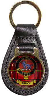 Leather Key Fob Scottish Clan Crest Bruce Made in Scotland