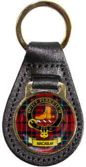 Leather Key Fob Scottish Clan Crest MacAulay Made in Scotland