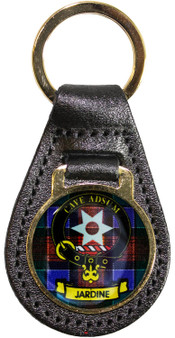 Leather Key Fob Scottish Clan Crest Jardine Made in Scotland