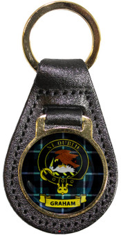 Leather Key Fob Scottish Clan Crest Graham Made in Scotland