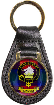 Leather Key Fob Scottish Clan Crest Lindsay Made in Scotland