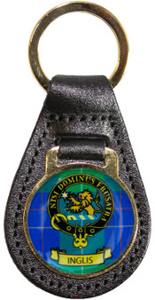 Leather Key Fob Scottish Clan Crest Inglis Made in Scotland