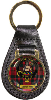 Leather Key Fob Scottish Clan Crest Livingstone Made in Scotland