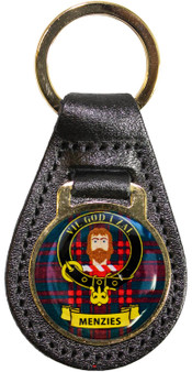 Leather Key Fob Scottish Clan Crest Menzies Made in Scotland