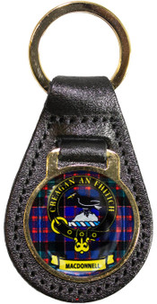 Leather Key Fob Scottish Clan Crest MacDonnell Made in Scotland