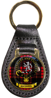Leather Key Fob Scottish Clan Crest MacQueen Made in Scotland