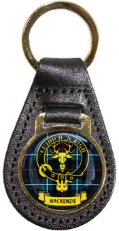Leather Key Fob Scottish Clan Crest MacKenzie Made in Scotland