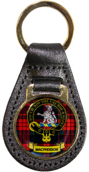 Leather Key Fob Scottish Clan Crest MacPherson Made in Scotland