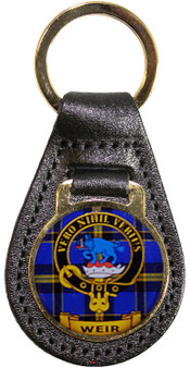 Leather Key Fob Scottish Clan Crest Weir Made in Scotland