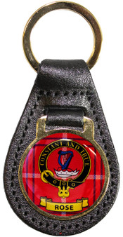 Leather Key Fob Scottish Clan Crest Rose Made in Scotland