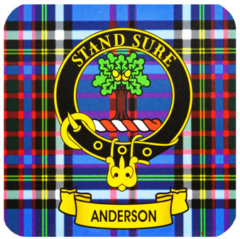 Anderson Clan Crest Square Coasters Set of 4 Cork Backed From Scotland