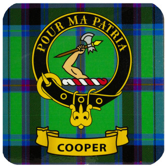 Cooper Clan Crest Square Coasters Set of 4 Cork Backed From Scotland