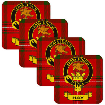 Hay Clan Crest Square Coasters Set of 4 Cork Backed From Scotland