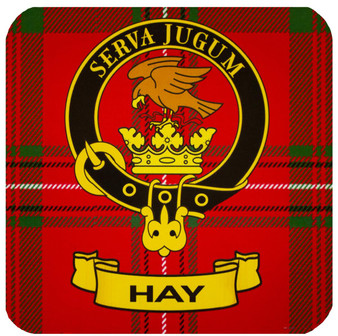 Hay Clan Crest Square Coasters Set of 4 Cork Backed From Scotland
