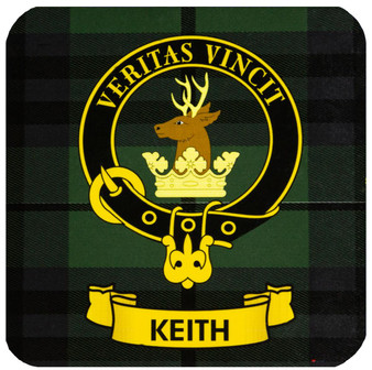 Keith Clan Crest Square Coasters Set of 4 Cork Backed From Scotland
