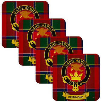 Drummond Clan Crest Square Coasters Set of 4 Cork Backed From Scotland