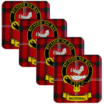 MacDougall Clan Crest Square Coasters Set of 4 Cork Backed From Scotland