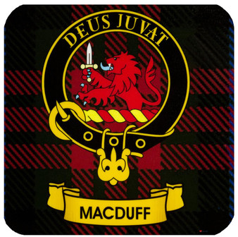 MacDuff Clan Crest Square Coasters Set of 4 Cork Backed From Scotland