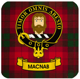MacNab Clan Crest Square Coasters Set of 4 Cork Backed From Scotland