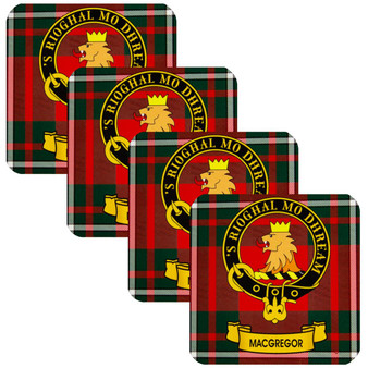 MacGregor Clan Crest Square Coasters Set of 4 Cork Backed From Scotland