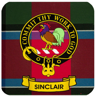 Sinclair Clan Crest Square Coasters Set of 4 Cork Backed From Scotland
