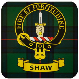 Shaw Clan Crest Square Coasters Set of 4 Cork Backed From Scotland