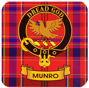 Munro Clan Crest Square Coasters Set of 4 Cork Backed From Scotland