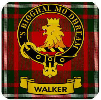 Walker Clan Crest Square Coasters Set of 4 Cork Backed From Scotland