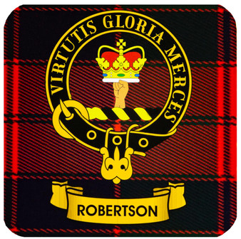 Robertson Clan Crest Square Coasters Set of 4 Cork Backed From Scotland