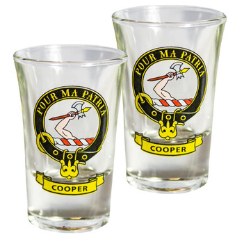 Cooper Scottish Clan Crest Tequila Slammer Shot Glass Set of 2 Scottish Made