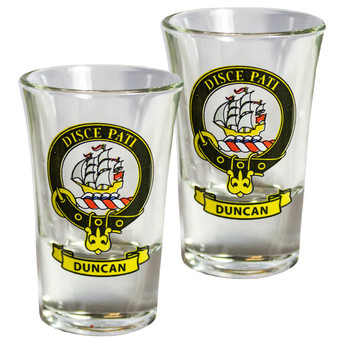 Duncan Scottish Clan Crest Tequila Slammer Shot Glass Set of 2 Scottish Made