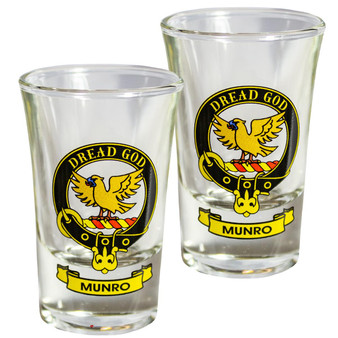 Munro Scottish Clan Crest Tequila Slammer Shot Glass Set of 2 Scottish Made