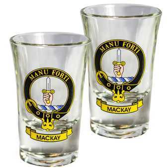 MacKay Scottish Clan Crest Tequila Slammer Shot Glass Set of 2 Scottish Made
