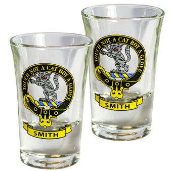 Smith Scottish Clan Crest Tequila Slammer Shot Glass Set of 2 Scottish Made